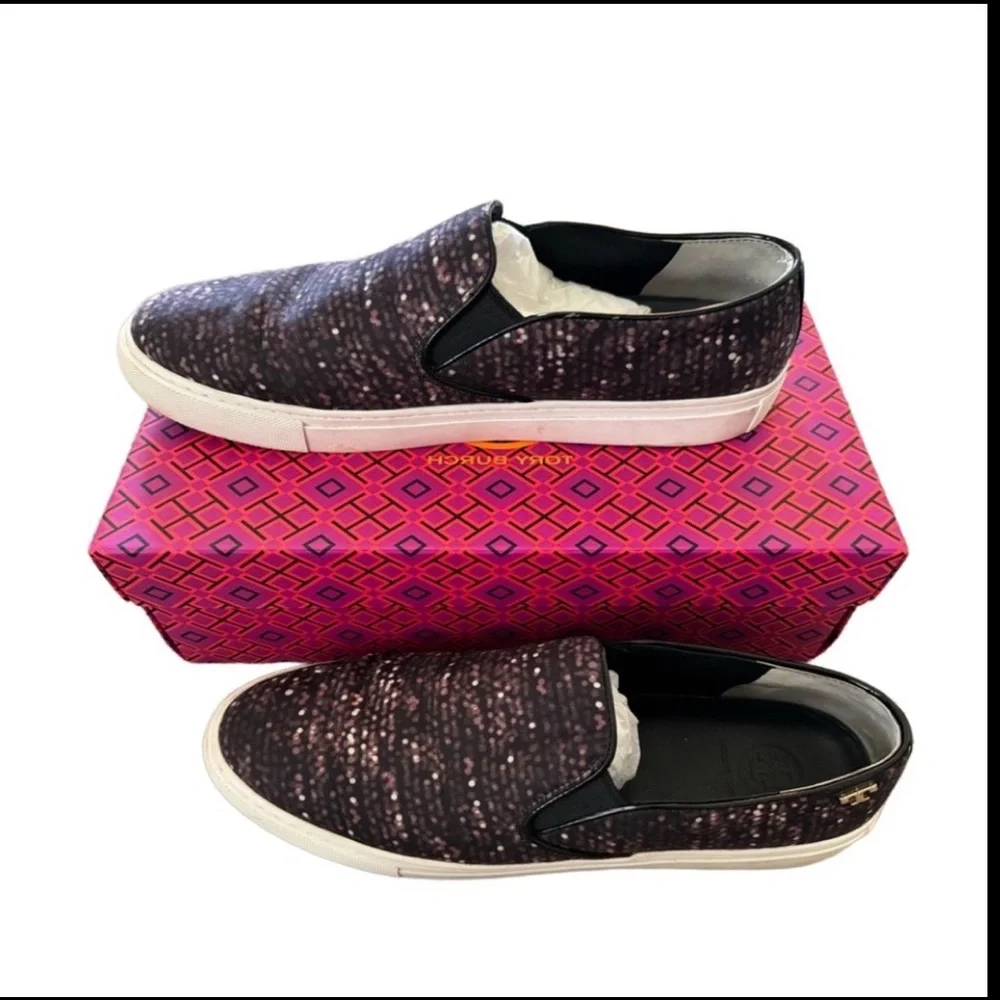 TORY BURCH Designer Multi-color Casual Slip-On Tennis Shoes/ Sneakers Size 8.5 - Picture 1 of 14